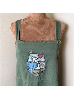 Vtg Christopher & Banks Applique Overall Dress Jumper Womens 10 Noahs Ark Modest